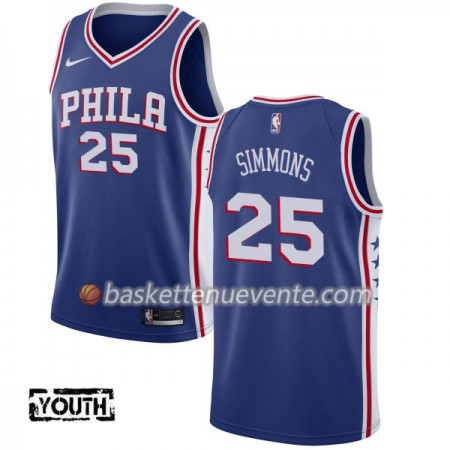 Maillot Basket Philadelphia 76ers Ben Simmons 25 Nike 2017-18 Bleu Swingman - Enfant
